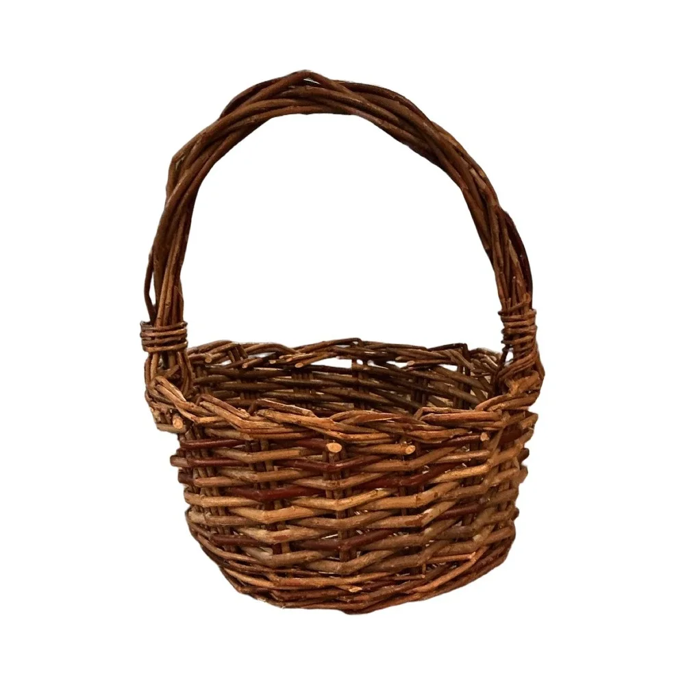 Vintage Rustic Handwoven Willow Branch Basket Farmhouse Cottagecore 10.5x8x8